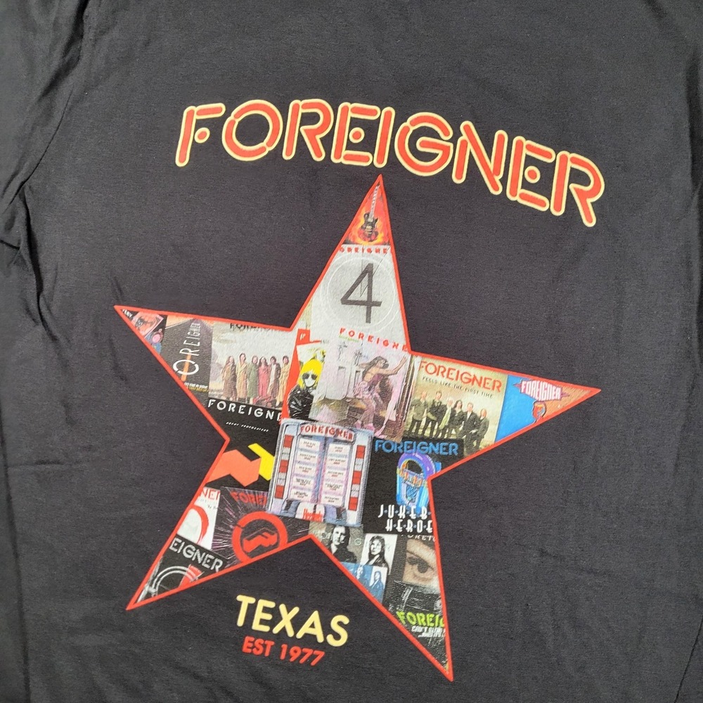 Foreigner‎ T-Shirt Mens Medium Black Texas Tour 2022 Graphic Tee The Thread Shop